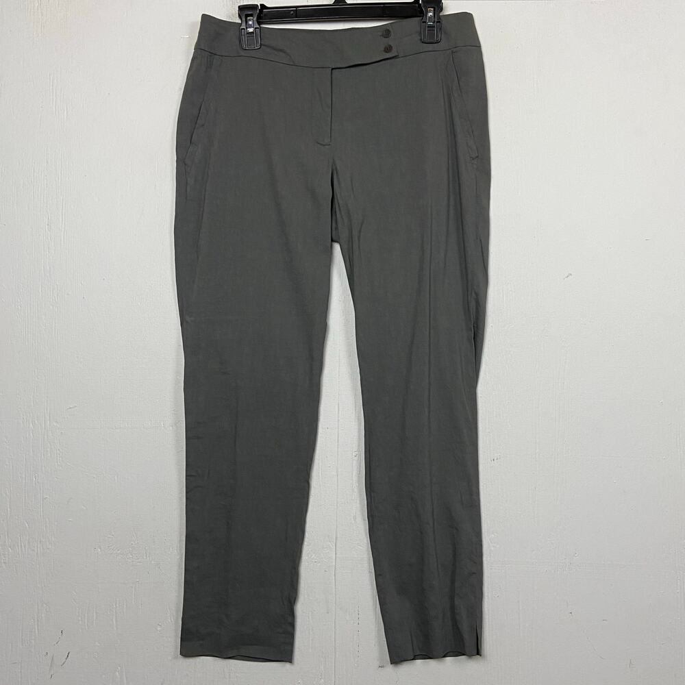 Eileen Fisher Women's Gray Linen Blend Tapered Leg Pants Size 12